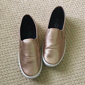Forever 21 Rose Gold Metallic Slip-on Sneakers